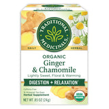 Traditional Medicinals Simple Ginger & Chamomile Herbal Tea – Uncluttered Pantry Staple for Daily Digestive Calm, 16 Bags