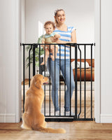 ToddlerProof Pressure Mounted Baby Gate 29-40 Inch, Walk-Through Child Safety Gate for Stairs and Playroom, Low-Threshold Stroller Pass Through