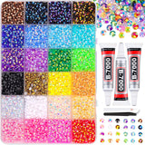 Premium Resin Rhinestone Collection – 34000 Pcs AB Coated Jelly Flatback Gems 3mm with Elegant 24-Grid Display Case for High-End Crafting