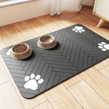 Housewarming Gift for New Pet Parents, Decorative Absorbent Pet Feeding Mat in Dark Gray