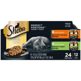 Sheba Perfect Portions Cuts in Gravy Cat Food – Calm-Variety Rotating Proteins for Finicky Adult Eaters and Stress-Free Mealtimes, 24 ct, 2.6 oz
