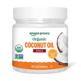 Amazon Grocery, Organic Refined Coconut Oil, 15 Fl Oz – Stomach-Health Spoonful Ritual for Daily Wellness Routine
