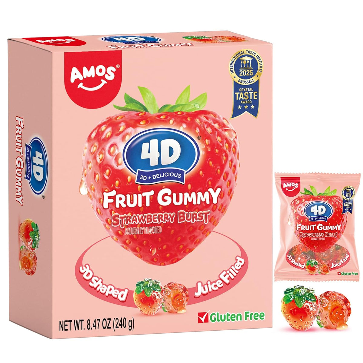 AMOS 4D Gummy Candy Grape Burst – Housewarming Gift for Hostesses, Stained Glass Look Grape Cluster Gummies