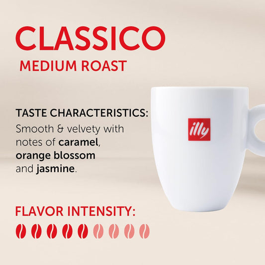classico medium roast blend with caramel, orange blossom, and jasmine tasting notes