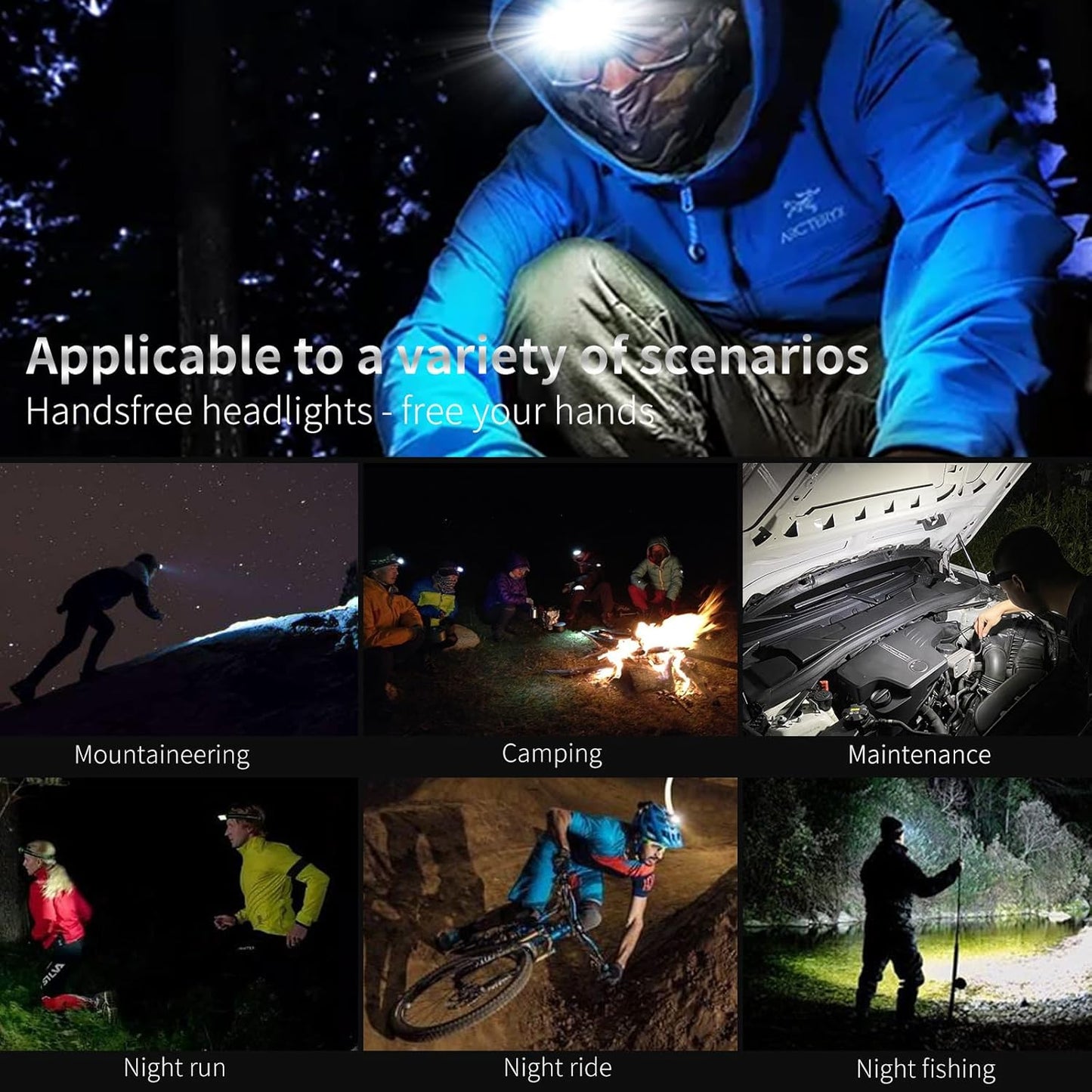 DARKBEAM COB LED Headlamp USB Rechargeable – Wide Flood Beam for Campsites, Patio Work and Outdoor Dinners