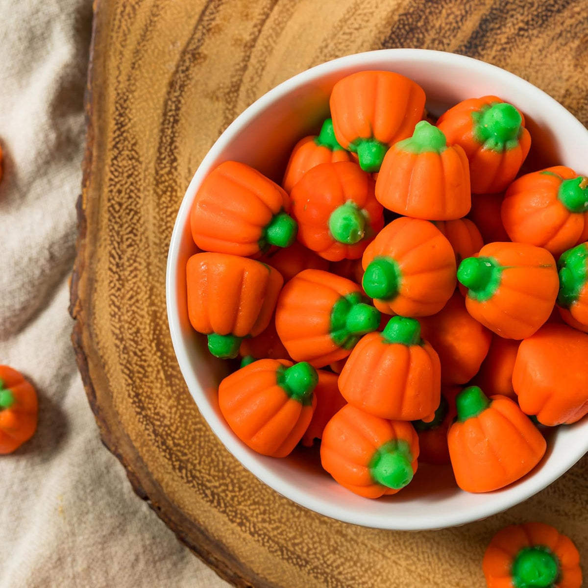 halloween pumpkin-shaped molded candies for visual theming