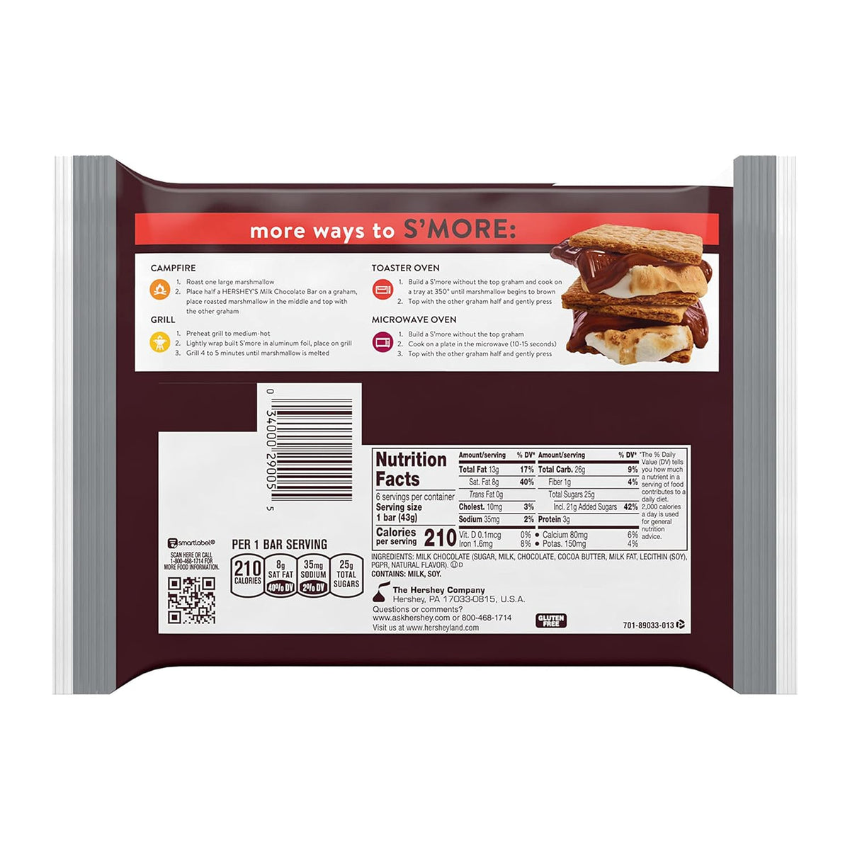 HERSHEY'S Milk Chocolate – Fresh and Melt-Protected Delivery with Cold Pack Shipping, 6 Full-Size Bars