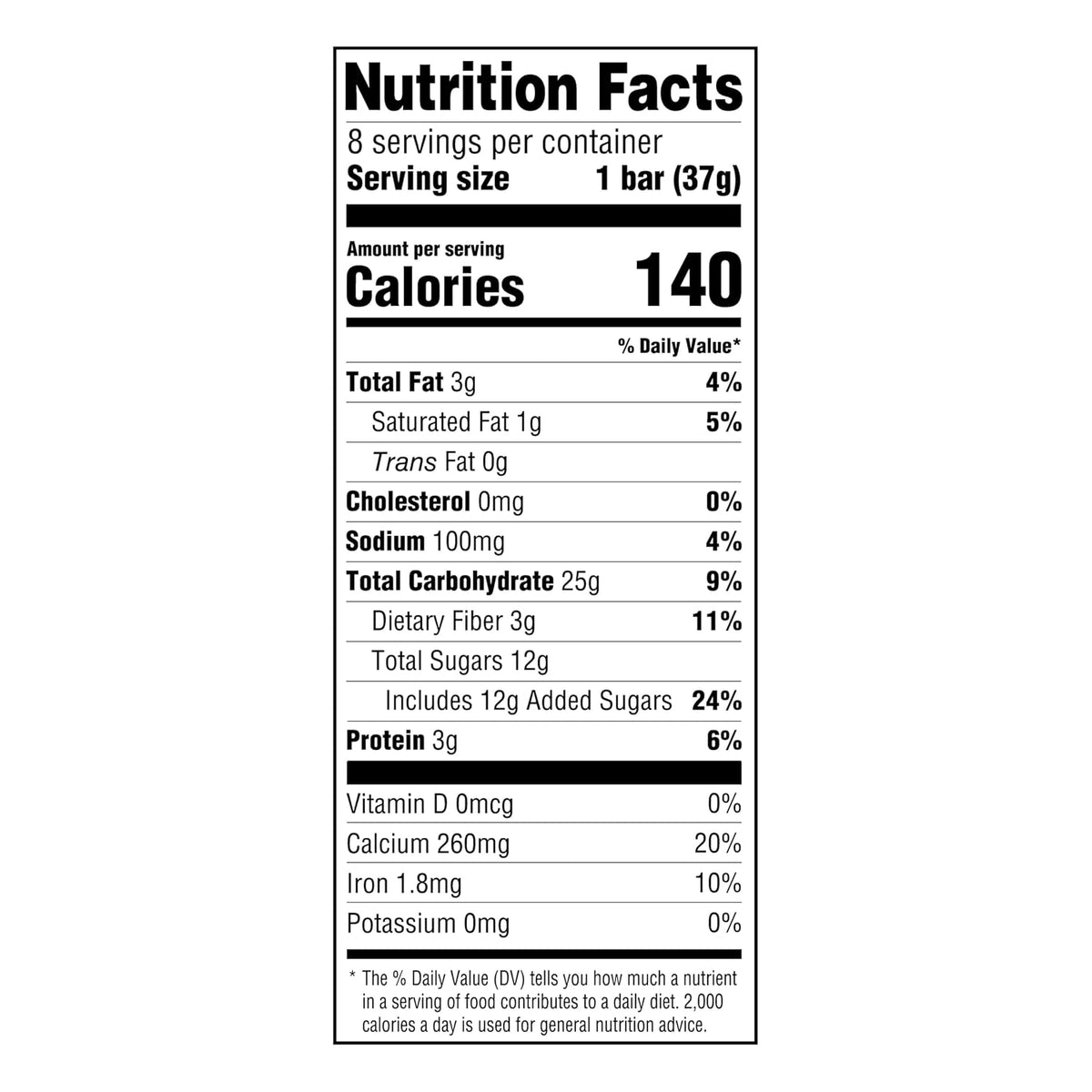 high fiber cereal bar formulation
