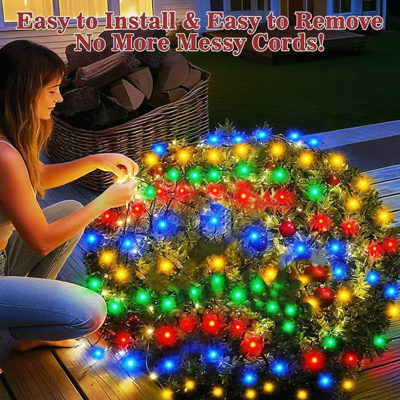 HYH Christmas Net Lights – Warm Home Atmosphere String Lights, 8 Lighting Modes Mesh Net for Living Room and Fireplace Decor