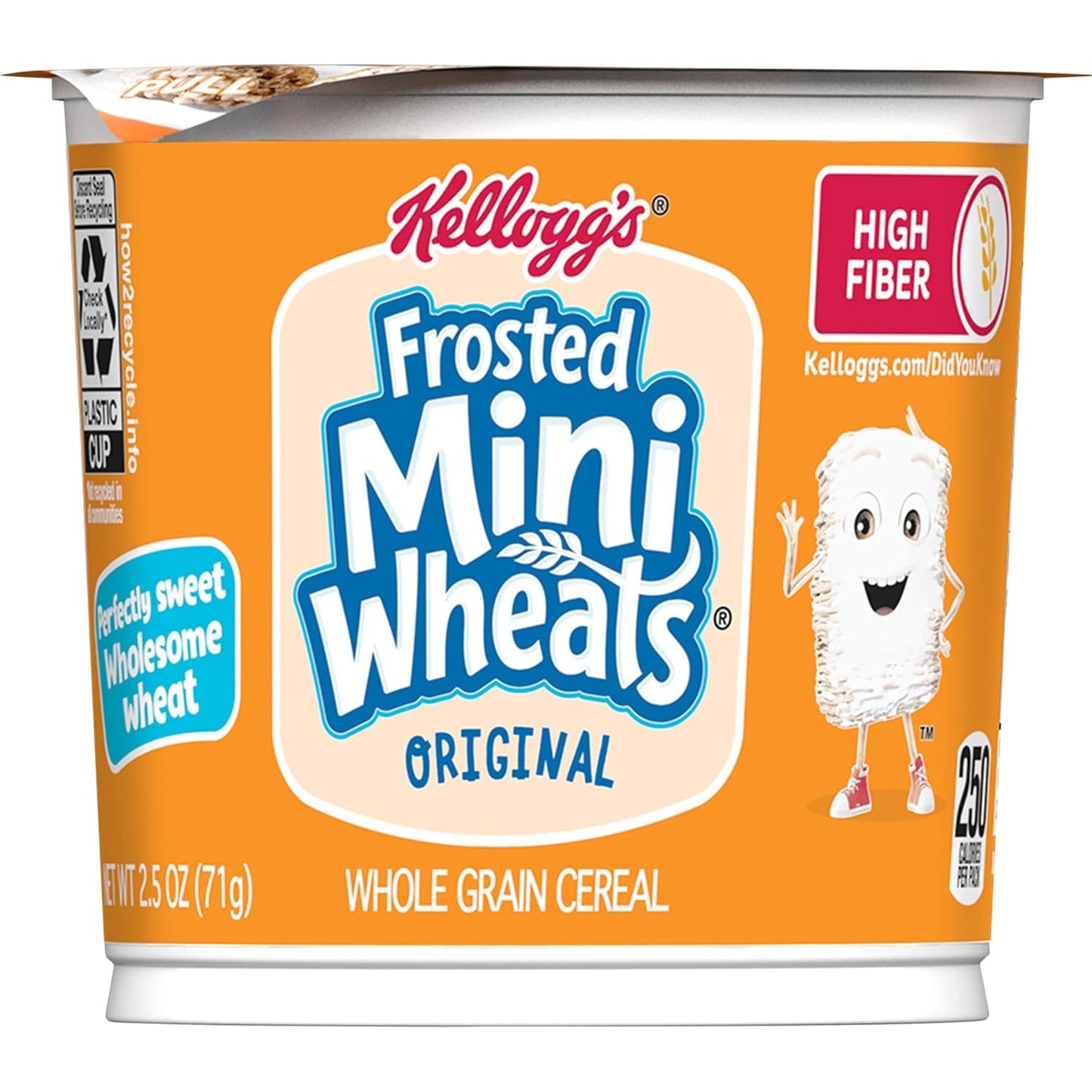 Kellogg's Frosted Mini-Wheats Travel Cups – Sealed Breakfast Option for Hiking and Car Rides, 30oz Total