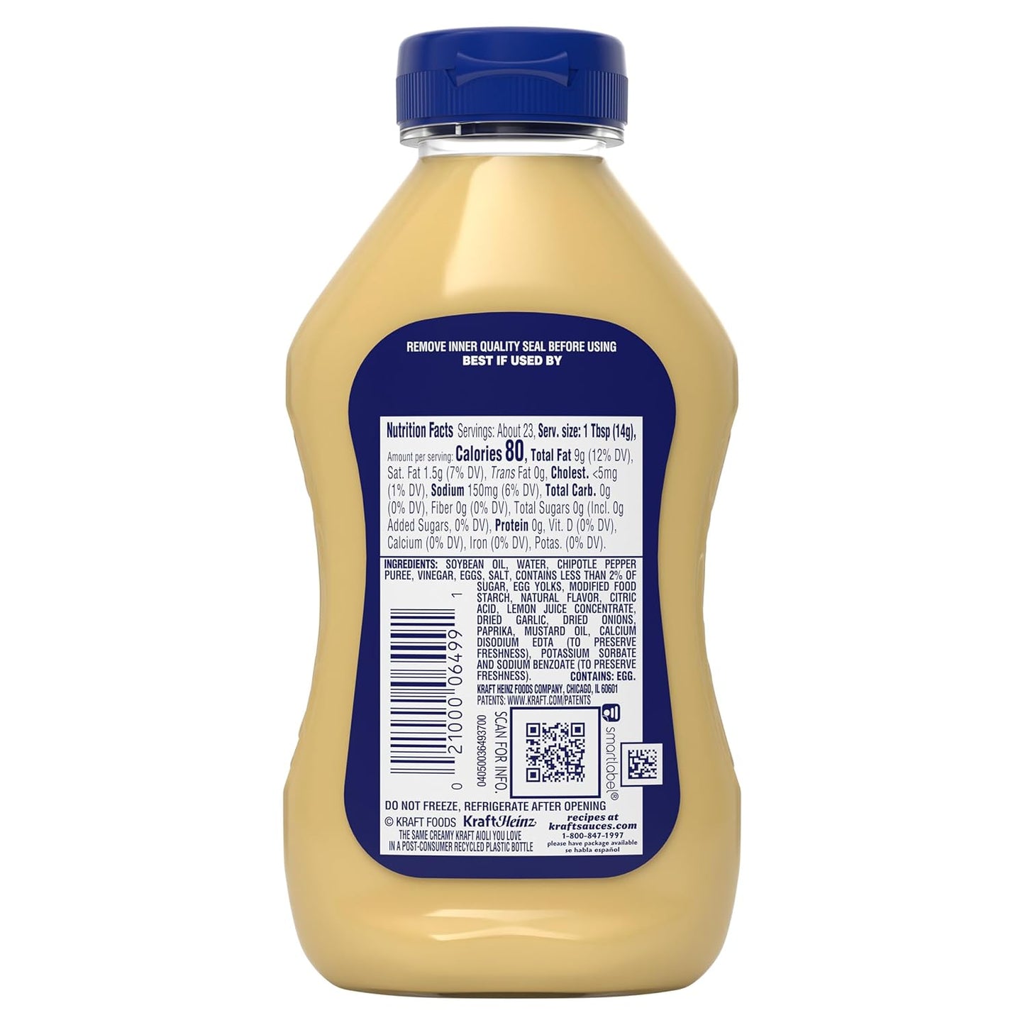 Kraft Chipotle Aioli 12 fl oz Squeeze Bottle — Outdoor Entertaining Sauce for Grilled Meats, Veggie Trays, and Patio Parties
