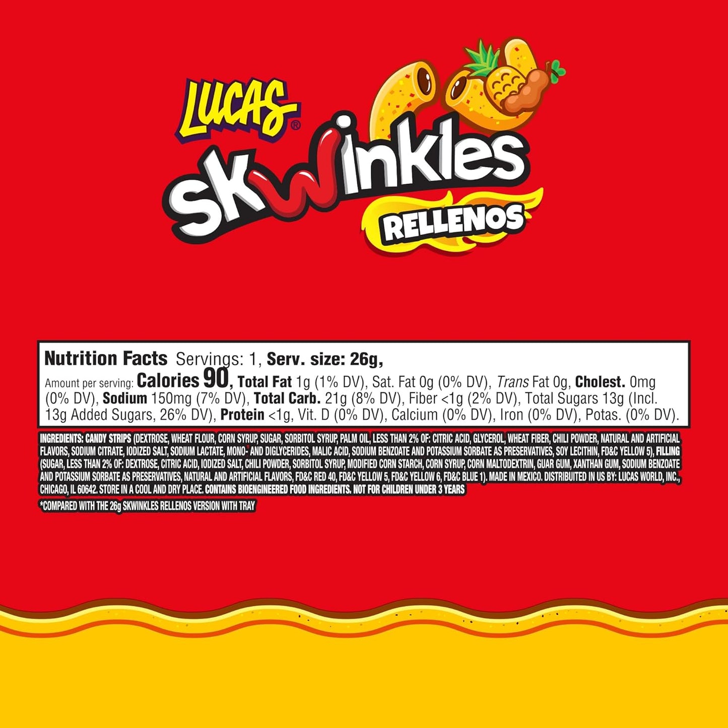 Lucas Skwinkles Tamarind Candy Straws – Soft Chewy Treat for Kids' Party Favors and Treat Bags