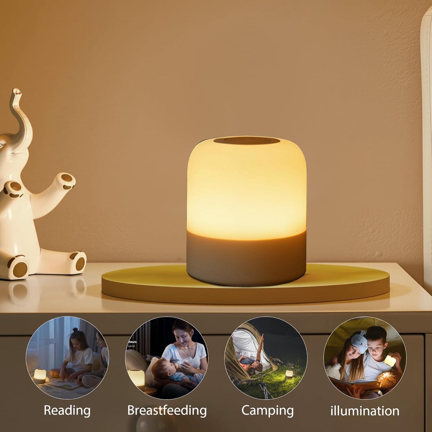 LumiNest Child Friendly Night Light for Kids Room, Eye Caring Flicker Free Rechargeable Lamp