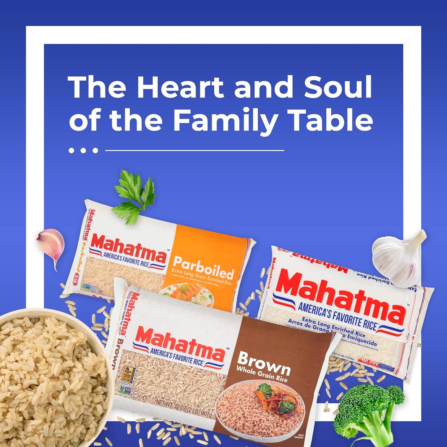 Mahatma Whole-Grain Brown Rice 2 lb for Picky Eater Friendly Dinners, Vegan and Nut-Free Pantry Item