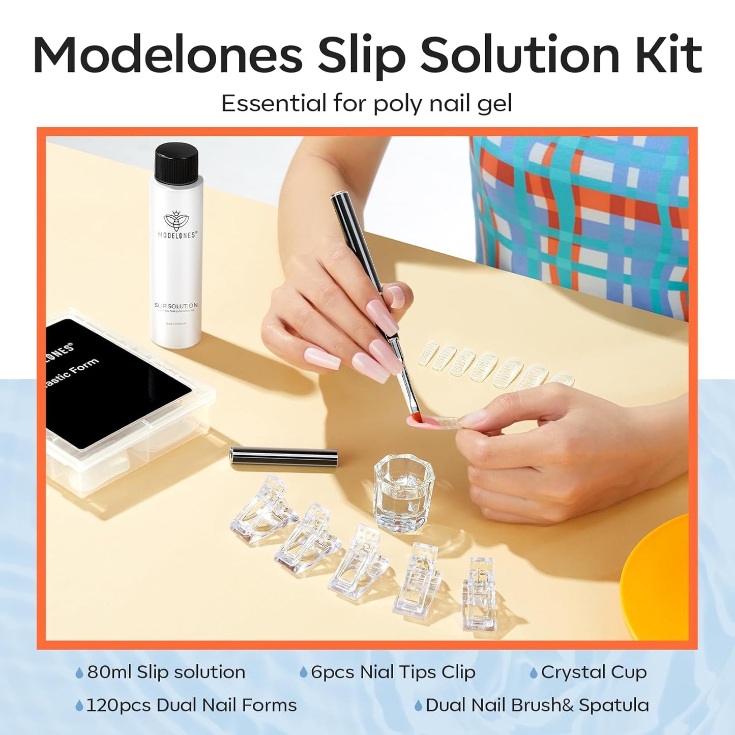 Modelones Poly Gel Slip Solution – No-Smell Brush Care Kit for Beginners Building Their First Home Nail Station