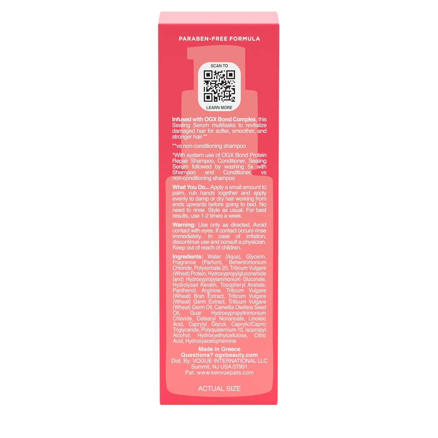OGX Repair & Protect Bond Sealing Serum – Mother's Day Gift Idea for Bond Repair and Frizz Control, Paraben-Free