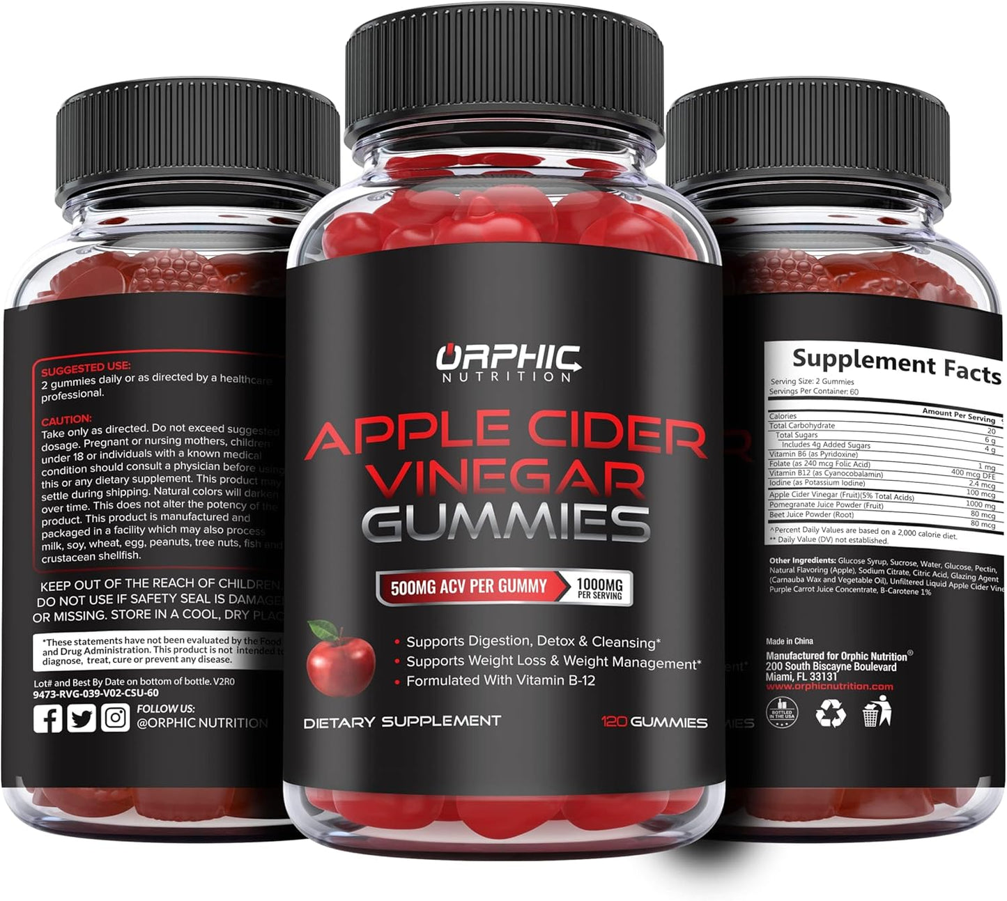 ORPHIC NUTRITION ACV Gummies with Mother – Gym Bag Companion for Pre-Meal Focus and Post-Workout Reset