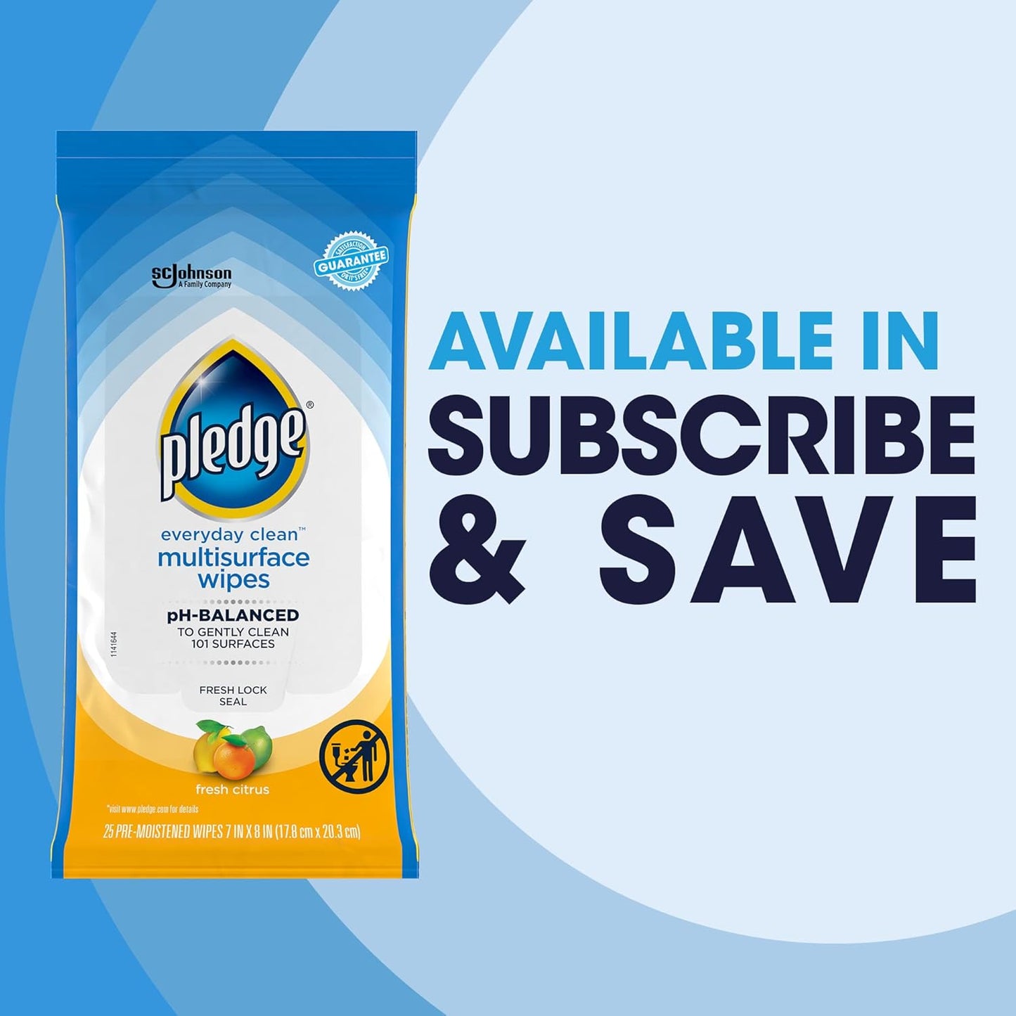 Pledge Multisurface Cleaning Wipes – Bedroom Refresh That Preserves Wood and Upholstery, Fresh Citrus