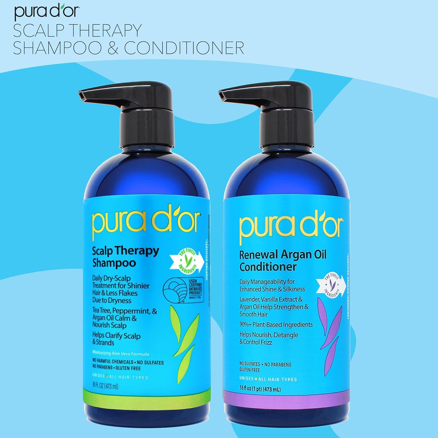 PURA D'OR Scalp Therapy 3-in-1 Hair & Body Wash — Stress-Relief Scent Ritual for Meditation Bath Time