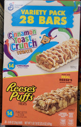 Reese's Puffs Cinnamon Toast Crunch Snack Bars – Cooler-Friendly Travel Treat, 28 ct