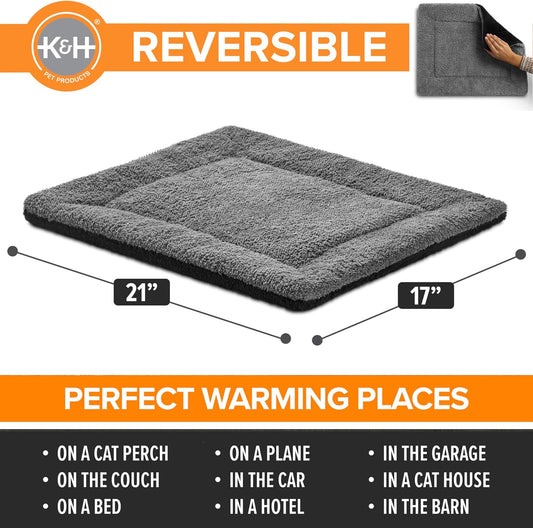 reversible two-sided design offering gray/black or oatmeal/chocolate colorways