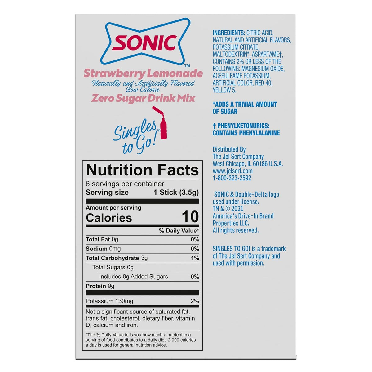 Sonic Singles to Go! Powdered Drink Mix – Low-Calorie Afternoon Pick-Me-Up for Office Desks, Client Calls, and Deep Work