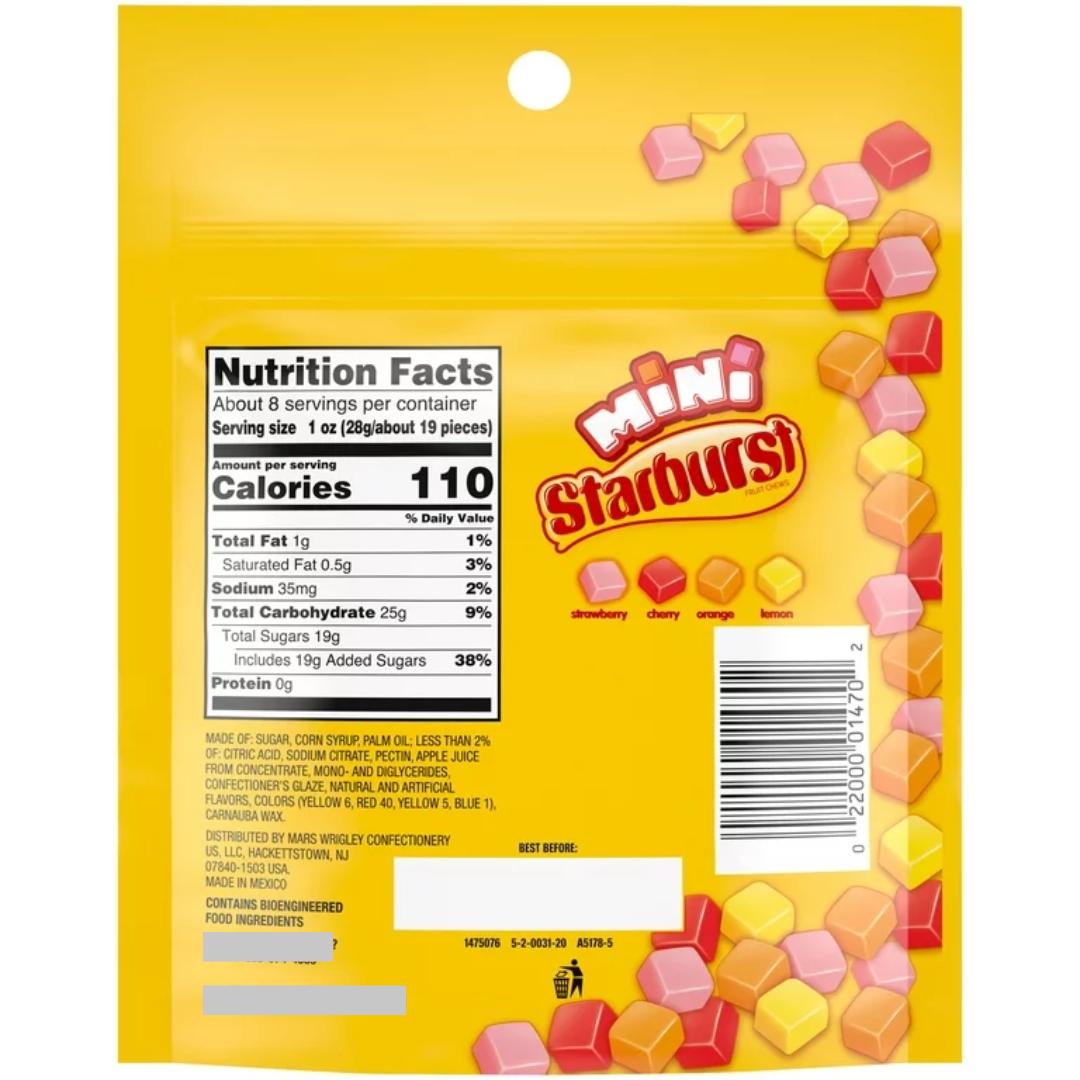 STARBURST Original Minis Chewy Candy – Camping & Hiking Trail Snack, Resealable 8oz Travel Bags