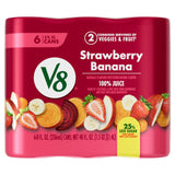 V8 +Energy Strawberry Banana 100% Fruit and Vegetable Juice for Workstation Wellness, 8 fl oz Can (6 Pack) Focused Afternoon Fuel