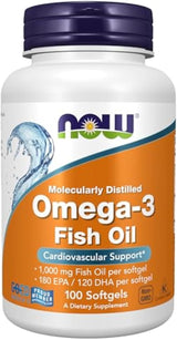 NOW Supplements Omega-3 180 EPA / 120 DHA Thoughtful Gift for Dad's Heart Health, Daily Softgel