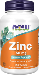 NOW Foods Zinc Gluconate 50 mg – Gift-Ready Immune Support for Parents and Older Adults, 100 Tablets