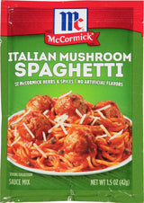 McCormick Italian Mushroom Spaghetti Sauce Mix – Wholesome Pasta Night Made Simple for Health-Conscious Families, 15-Minute Recipe