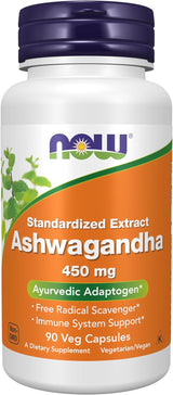 NOW Supplements Ashwagandha 450 mg – Holiday Gift Set Addition for the Stressed Professional, 90 Veg Capsules