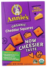 Annie's Organic Cheddar Squares – Toddler-Safe Cheesy Cracker for Home Snack Time, No Artificial Flavors, 7.5 oz