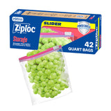 Ziploc Quart Slider Bags – BPA-Free and Phthalate-Free Food Storage Bags, Power Shield, 42 Count