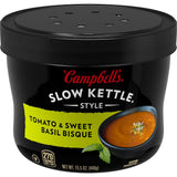 Campbell's Slow Kettle Style Tomato & Sweet Basil Bisque 15.5 oz Microwavable Bowl, Stocking Stuffer and Holiday Pantry Upgrade for Soup Lovers