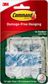 Command Outdoor Light Clips for Front Porch and Entryway Seasonal Styling, Residue-Free, Clear