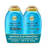 OGX Renewing + Argan Oil of Morocco Shampoo & Conditioner Set – Family-Safe Sulfate-Free Hair Repair for Shared and Kids Bathrooms, 2 x 13 fl oz