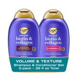 OGX Thick & Full + Biotin and Collagen – Elevated Volumizing Shampoo and Conditioner Duo for Color-Treated Hair, Nutrient-Infused 2-Pack