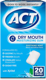 ACT Dry Mouth Gum – Outdoor Dining Chew to Refresh After Meals Away From Home, Soothing Mint