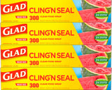 Glad Cling N Seal Plastic Wrap – Practical Housewarming Gift for the New Homeowner, Bulk 12-Roll Value Pack
