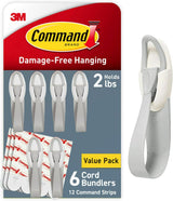 Command Cord Bundlers – Cozy Home Aesthetic Cord Clip Set for Media Room, Damage-Free Wall Cable Routing