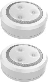 Brilliant Evolution Wireless Touch Puck Lamps – 3000K Mood Lighting for Living Room Corners and Bookcases, Pack of 2