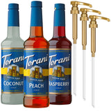Torani Caramel and Vanilla Syrup Bundle – Cozy Housewarming Gift for Her, Pumps Included, 25.4 Fl Oz