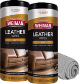 Weiman Leather Wipes - Cozy Living Room Care for Leather Sofas, Reading Chairs, and Family Room Ottomans, 3-in-1 with UVX-15 Sunscreen