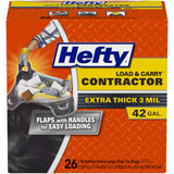 Hefty Load & Carry Heavy Duty Bags – Tear-Proof 42 Gallon Contractor Bags to Prevent Spills of Broken Glass