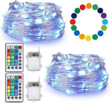 TenSteed Battery Fairy Lights – Living Room Aesthetic Accent, Multicolor Twinkle Lights on Silvery Copper Wire