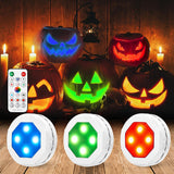 Litake Baby Friendly Pumpkin Lights 3-Pack, No Flame Touch Activated LED Puck for Halloween Nursery and Playroom Glow