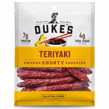 Duke's Pork Teriyaki Smoked Shorty Sausages – Quiet, Slow-Chew Snack for Home Office Focus, 5 oz
