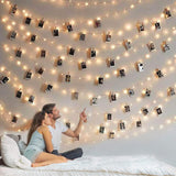 GloDream Fairy Lights with Photo Clips - Unique Bridal Shower and Wedding Gift for the Bride with Battery Operated Timer and Warm White LEDs