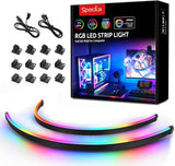 NEON ARGB LED Strip Light Kit – Flameless Cool-Touch Case Lighting for LAN Party & Shared Gaming Spaces, 2x15.7in Magnetic with Aura SYNC